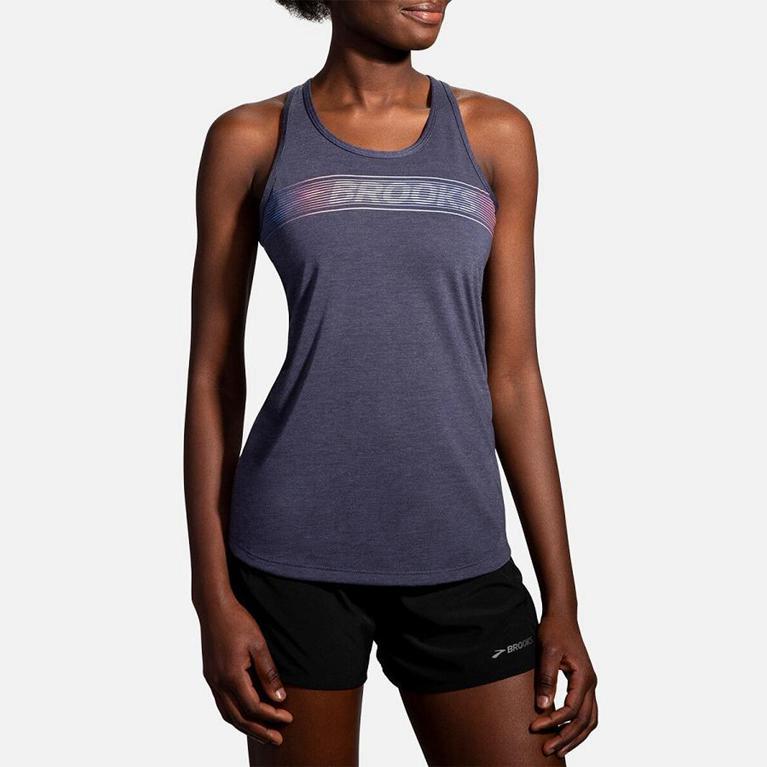 Brooks Distance Graphic - Womens Running Tank Top - Grey (59843EMXC)